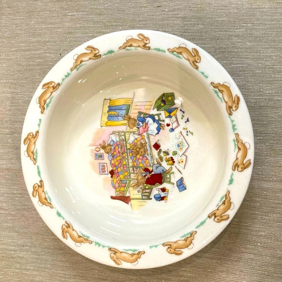 ROYAL DOULTON BUNNYKIN Fine Bone China Cereal Bowl Story Time Motif - Picture 6 of 6